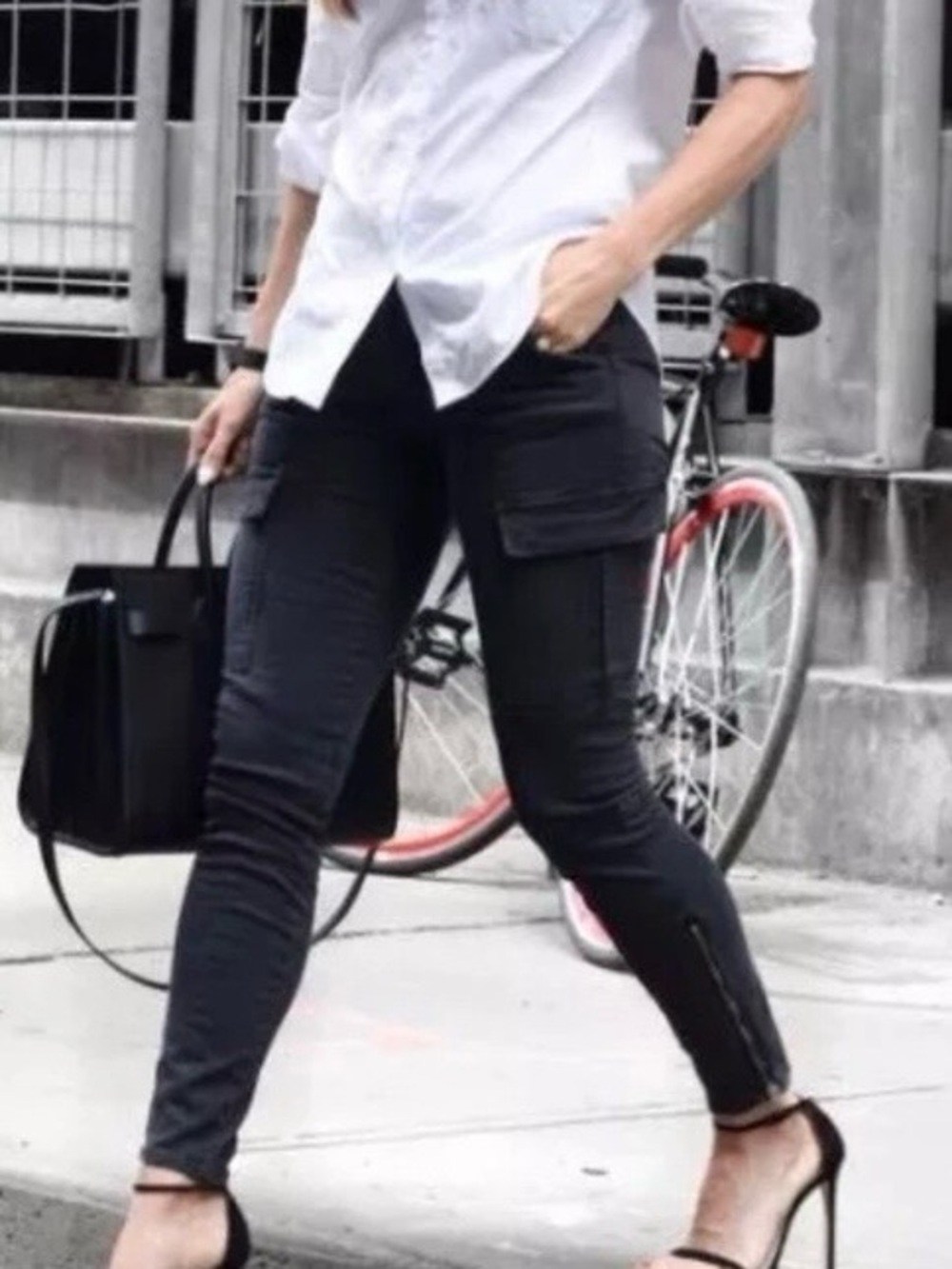 J Brand Houlihan Black Skinny Cargo Ankle-Zip Pants